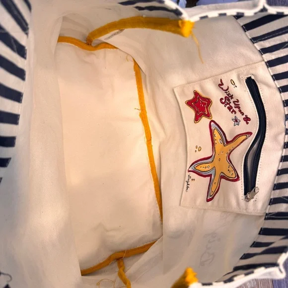 Brighton Boardwalk Wish Upon Star Nautical Anchor Yacht XL Canvas Beach Tote Y2K - Picture 9 of 14